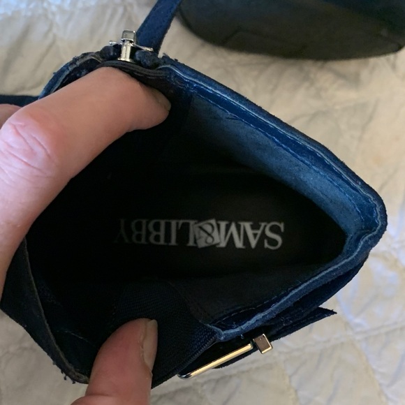 Sam & Libby (now Sam Edelman) Navy Blue Ankle Booties with Buckle - Picture 3 of 7